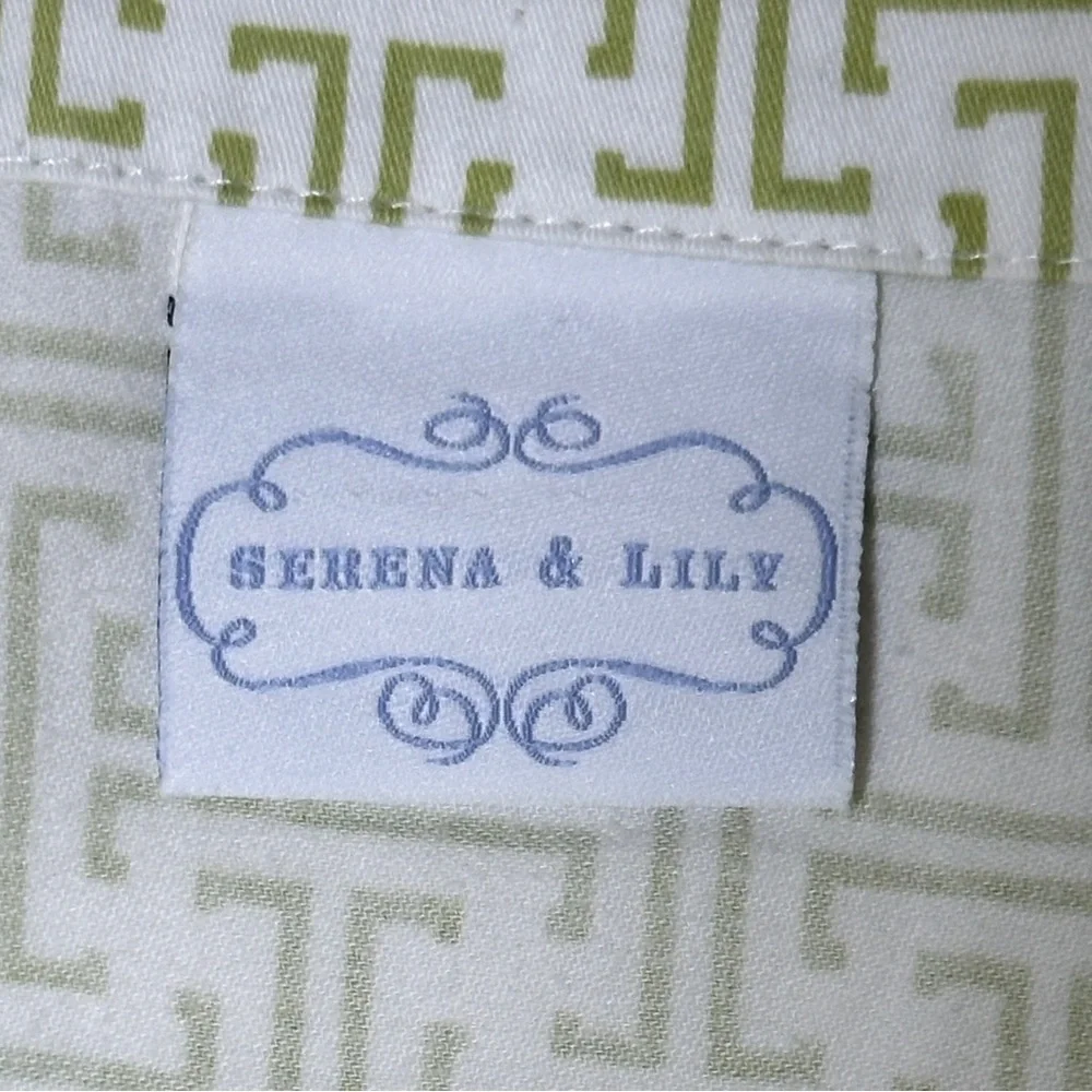 SERENA & LILY Green & White Twin Duvet Cover, Euro Sham & Standard Pillow Cover